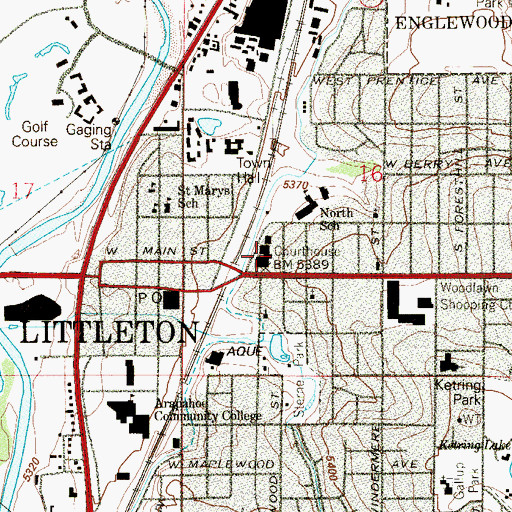 Topographic Map of Littleton Municipal Courthouse, CO