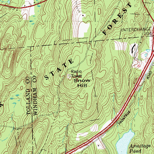 Topographic Map of Snow Hill, CT