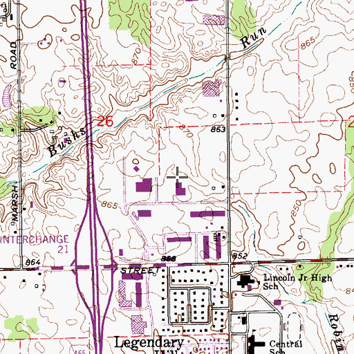 Topographic Map of Zionsville Industrial Park, IN