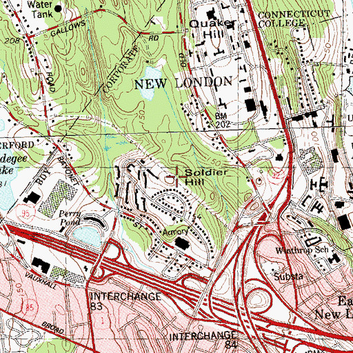 Topographic Map of Soldier Hill, CT