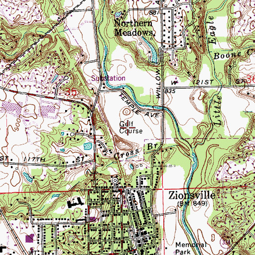 Topographic Map of Zionsville Golf Course, IN