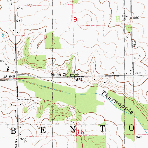 Topographic Map of Pinch Cemetery, MI