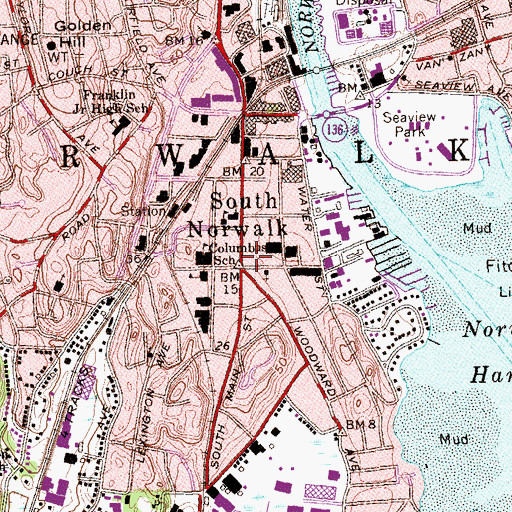 Topographic Map of South Norwalk, CT