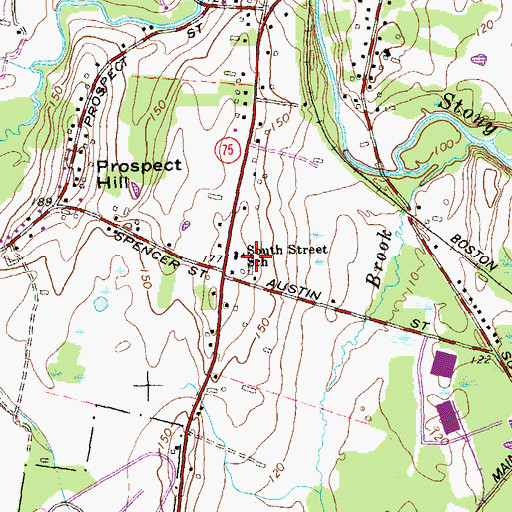Topographic Map of South Street School, CT