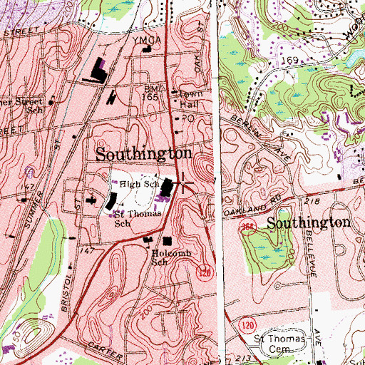 Topographic Map of Southington, CT