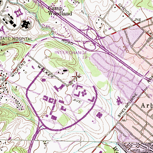 Topographic Map of Hillside Apartments, MD