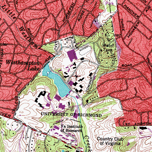 Topographic Map of Richmond Research Institute, VA