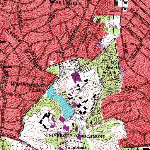 Topographic Map of Robins Center, VA