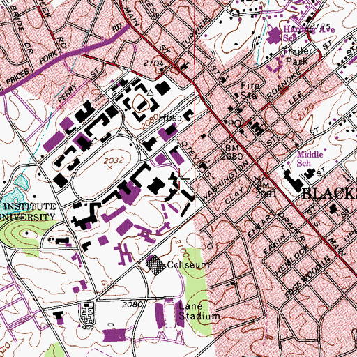 Topographic Map of Vawter Hall, VA