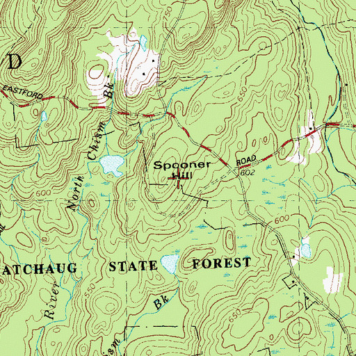 Topographic Map of Spooner Hill, CT