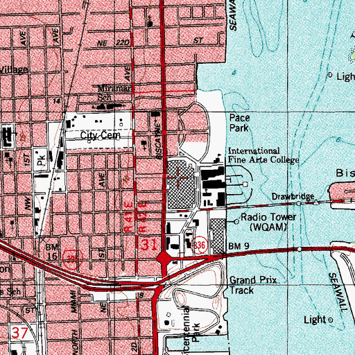 Topographic Map of Miami International University of Art and Design, FL