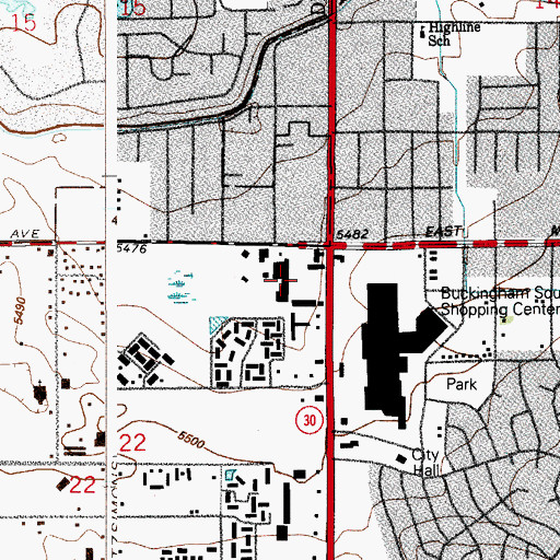 Topographic Map of Market Sqaure At Mississippi And Havana Shopping Center, CO
