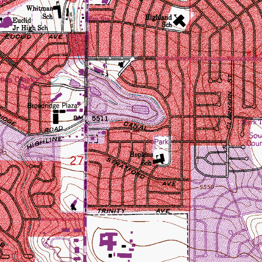 Topographic Map of Broadway Estates, CO