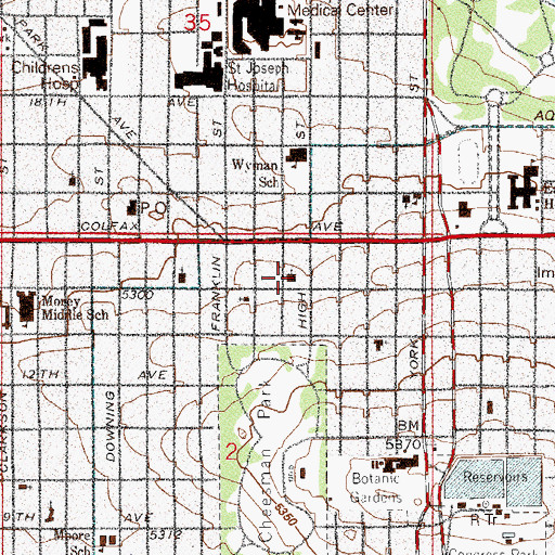 Topographic Map of First Divine Science Church of Denver, CO