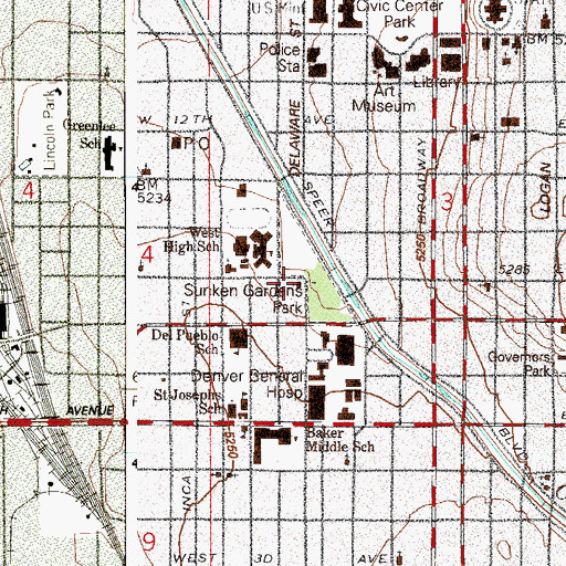 Topographic Map of First Mennonite Church of Denver, CO