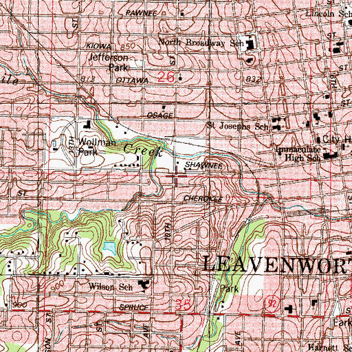 Topographic Map of Leavenworth Fire Department Station 2, KS