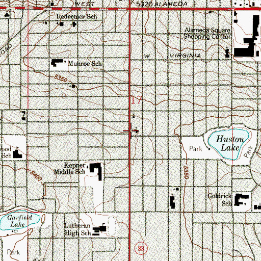 Topographic Map of Good Shepherd Lutheran Church, CO
