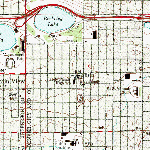 Topographic Map of Holy Family Catholic Church, CO