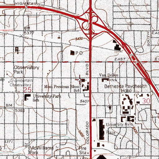Topographic Map of Most Precious Blood Catholic Church, CO
