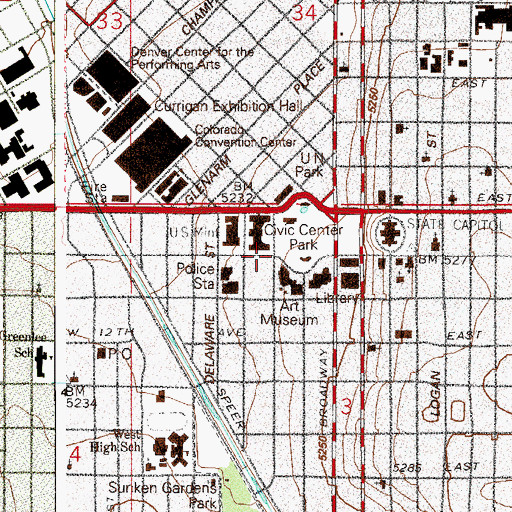 Topographic Map of Denver Permit Center, CO