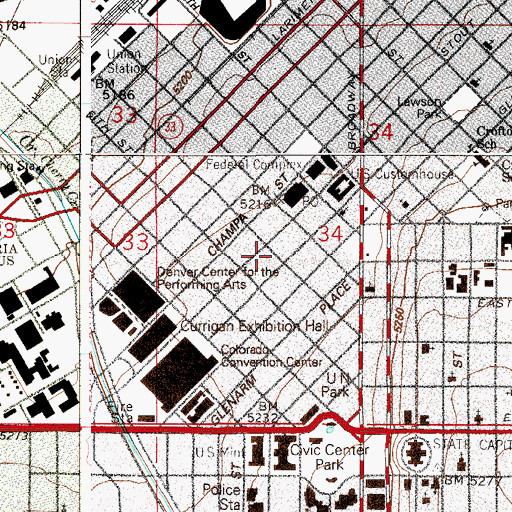 Topographic Map of Equitable Building, CO