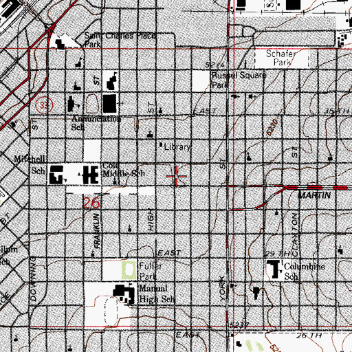 Topographic Map of Cole Neighborhood Historic District, CO