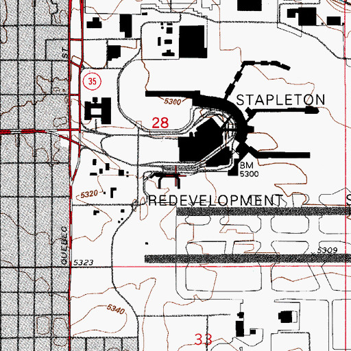 Topographic Map of Denver Fire Department Station 26, CO