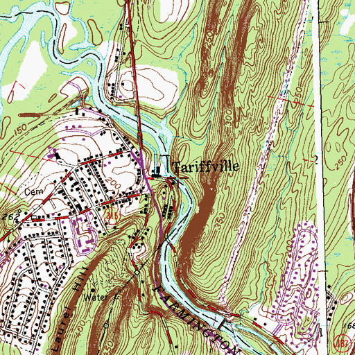 Topographic Map of Tariffville, CT