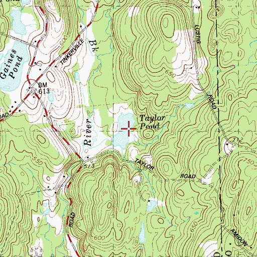 Topographic Map of Taylor Pond, CT