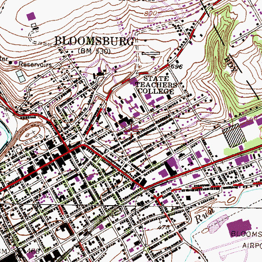 Topographic Map of Elwell Residence Hall, PA