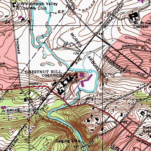 Topographic Map of Fontbonne Hall, PA