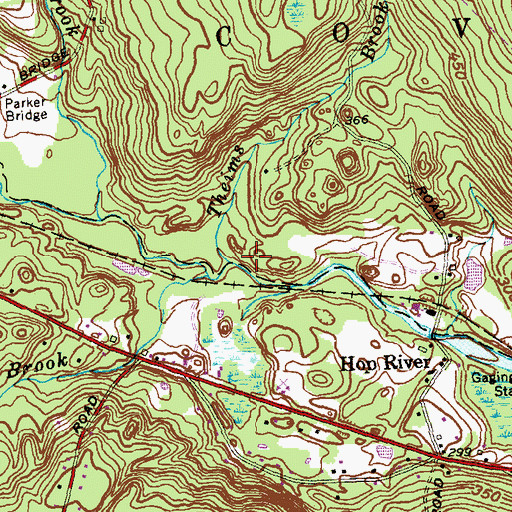Topographic Map of Theims Brook, CT