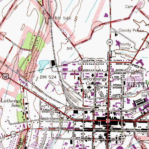 Topographic Map of College Union Building, PA