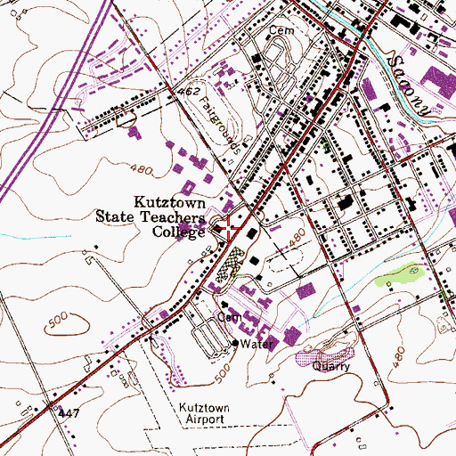 Topographic Map of President's Home - Kutztown University, PA