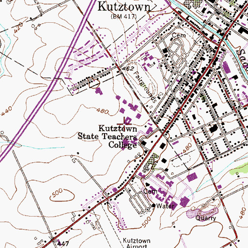 Topographic Map of Rohrbach Library, PA