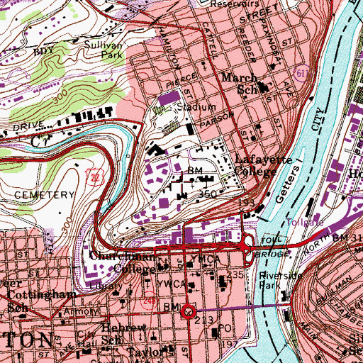 Topographic Map of Augustus S Van Wickle Hall, PA