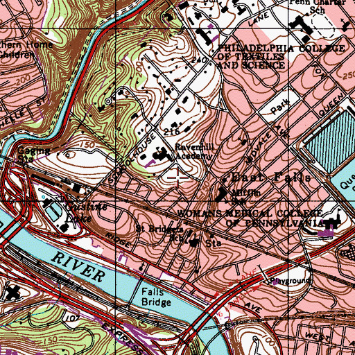 Topographic Map of Ravenhill Athletic Field, PA