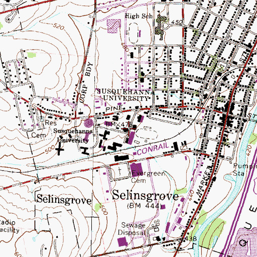 Topographic Map of Bogar Hall, PA