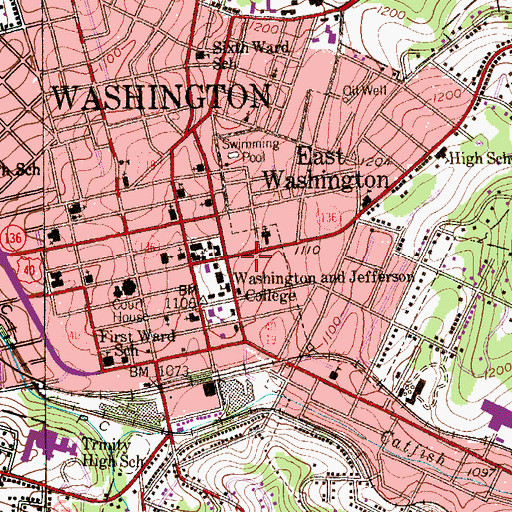 Topographic Map of Thomas Jefferson House, PA