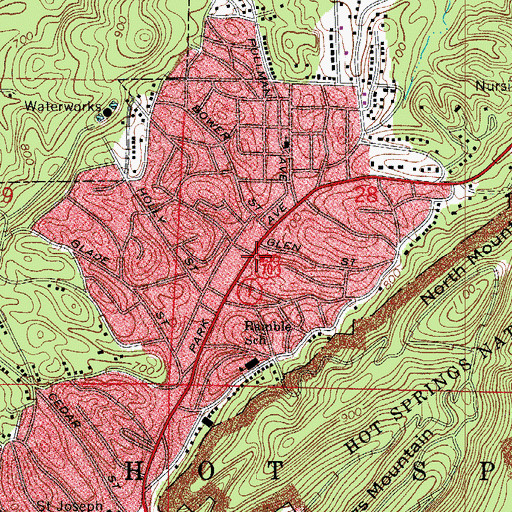 Topographic Map of Hot Springs Fire Department Station 3, AR