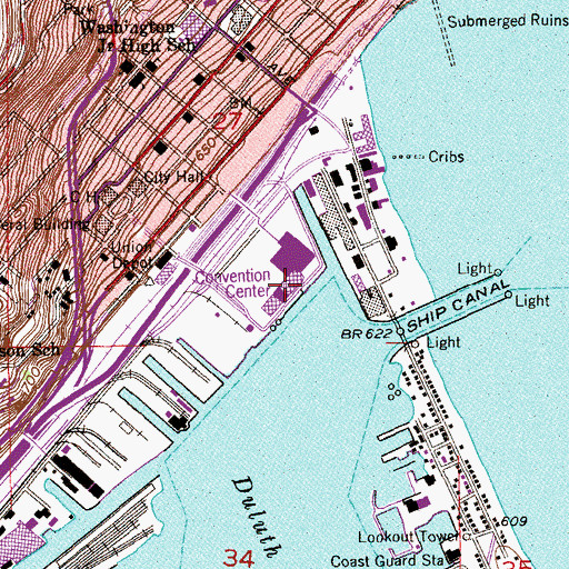 Topographic Map of Duluth Entertainment Convention Center, MN