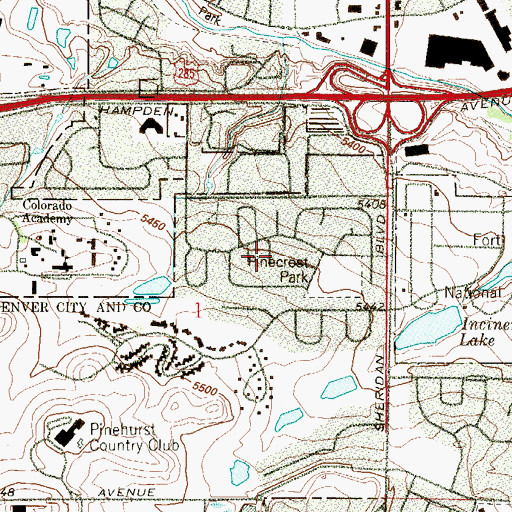 Topographic Map of Bear Valley Heights, CO