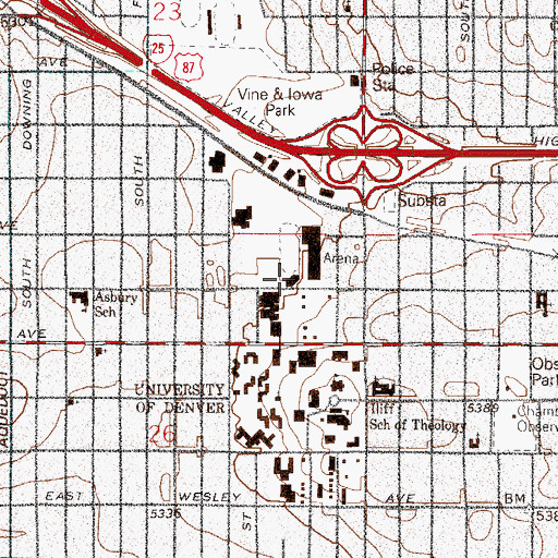Topographic Map of Shwayder Art Building, CO