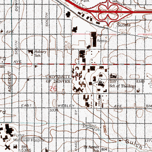Topographic Map of Skyline Hall, CO