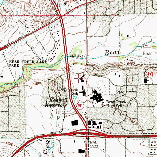 Topographic Map of Bear Creek Church, CO
