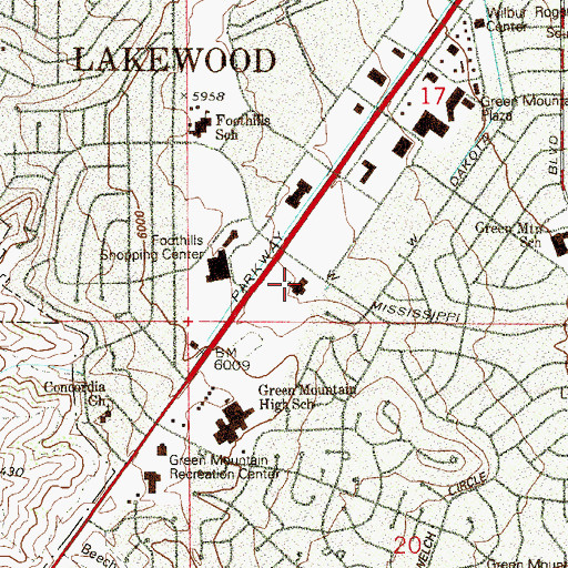 Topographic Map of Green Mountain Presbyterian Church, CO