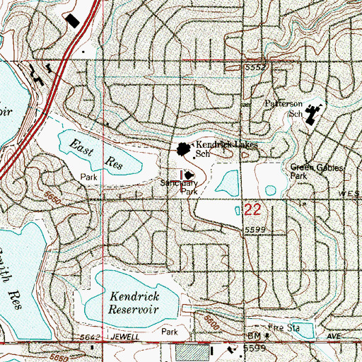 Topographic Map of Saint Jude Catholic Church, CO