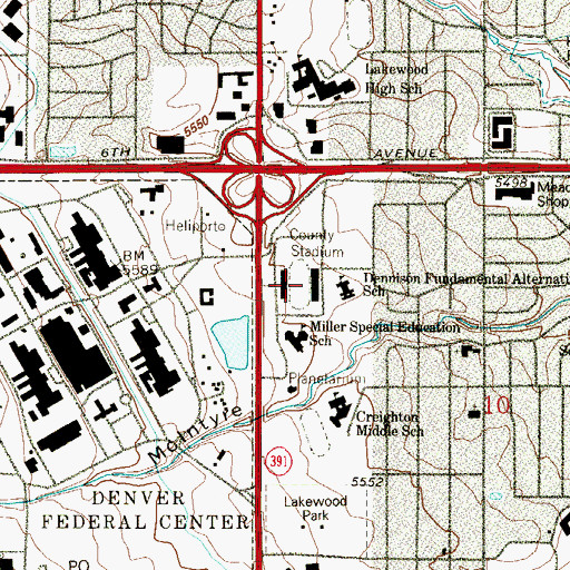 Topographic Map of Jefferson County Stadium, CO