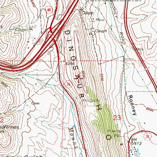 Topographic Map of Dinosaur Ridge, CO