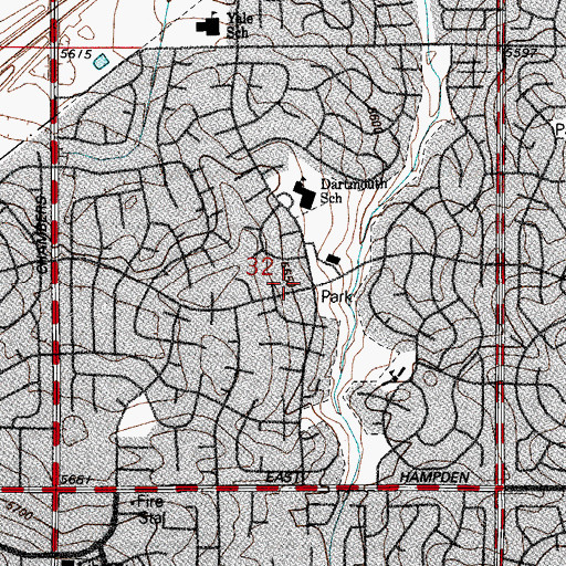 Topographic Map of Meadowood Church, CO